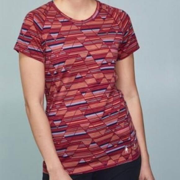 SmartWool Sz XL Merino Base Layer 150 Short Sleeve T-shirt Habanero Print Red - Picture 2 of 16